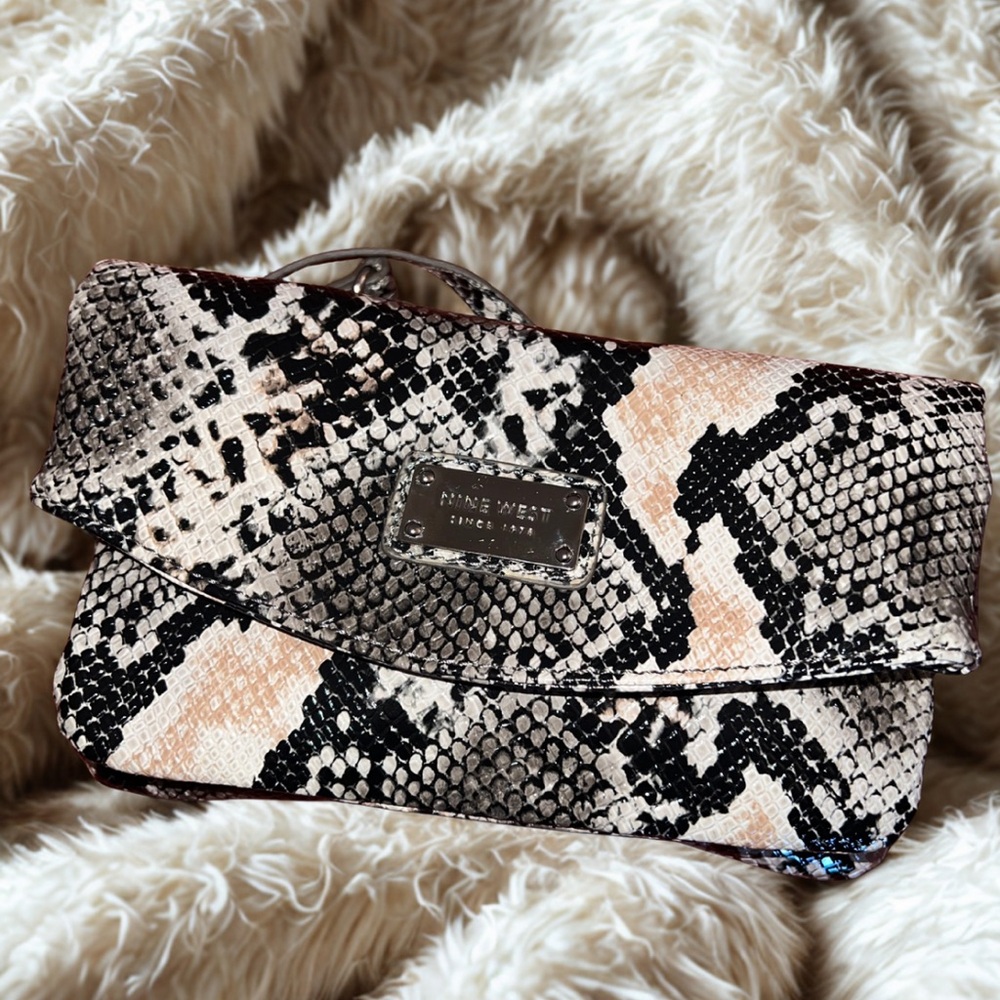 Nine West Snake Print Tote - Black and Cream
